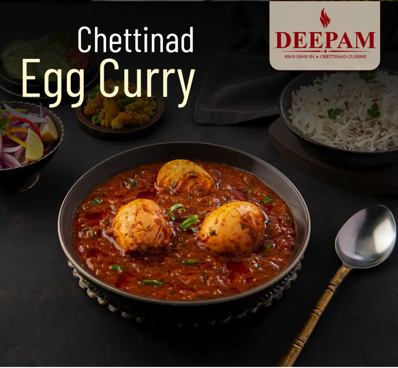 Chettinad Egg Curry at Deepam Chettinad Calgary - Spiced egg curry with authentic flavors
